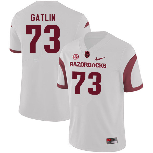 Men #73 Noah Gatlin Arkansas Razorbacks College Football Jerseys Sale-White